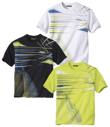 ATLAS FOR MEN - Pack de 3 Camiseta Hombre Manga Corta - Algodón - Cuello Redondo Acanalado - Ideal Verano - Disponibles en Tallas Grandes