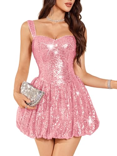 Women's Sparkly Sequin Mini Dress Bubble Cocktail Birthday Club Party Short  Homecoming Dresses for Teens - Product Details