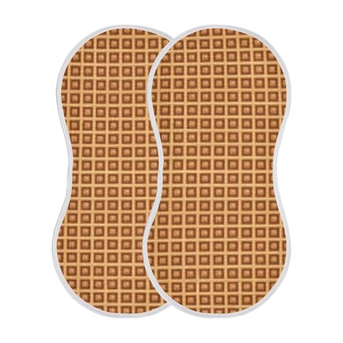 Chocolate Waffles Ice Ceam Burp Cloths Baby Boys Girls Absorbent Soft Cotton Burping Cloths Rags, 2 Pack