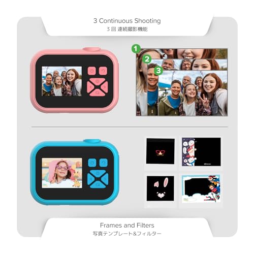 myFirst Camera 10 - Digitale Minikamera für Jungen Mädchen Alter 4-19 Jahre 5MP Video Foto Unterstützung 32GB Speicherkarte, kommt mit Stativschraubenadapter Geeignet für Geburtstagsgeschenk (Blau)