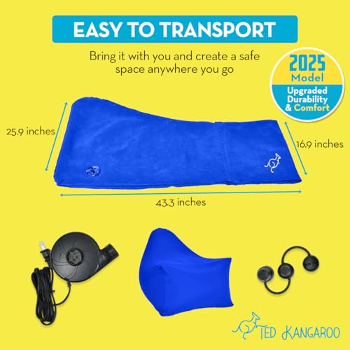 Image of TED KANGAROO Sensory Chair for Kids - Inflatable Peapod Calming Chair with Electric Air Pump, Sky Blue Cloth Cover