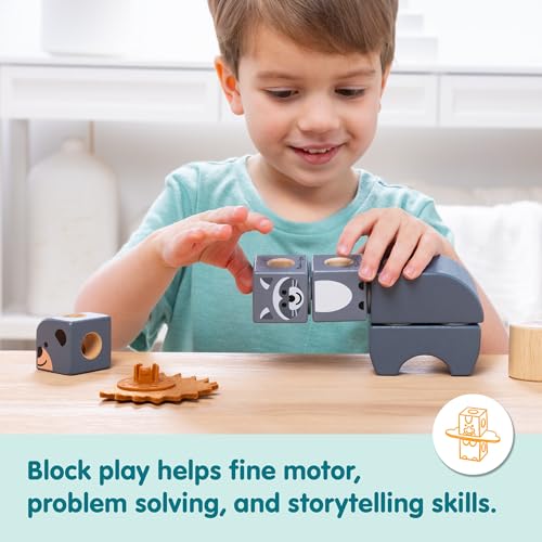 Melissa & Doug Blockables Woodland Friends Snap And Play | Wooden Building Blocks, Construction Toys for Kids | Age 2-7 - FSC Certified