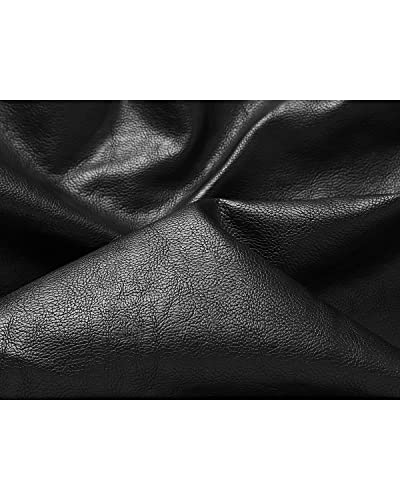 Fairylinks Leather Jacket Men Black Slim Fit Motorcyle Lightweight, Black(Fleece), Medium #TOP3