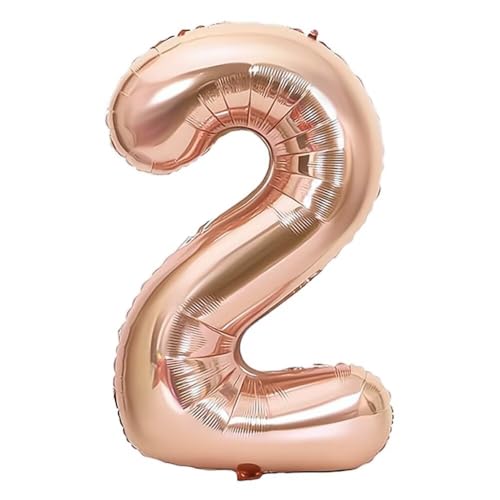 Ballon Chiffre 2 Rose Gold, Foil Numero 2 Ballon 101cm - Gonflable Ballons Numéro 2 Ansniversaire Fête Decoration - Supporte helium Rose Gold