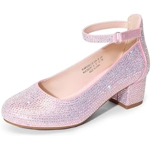 DREAM PAIRS Girls Dress Shoes Chunky High Heels Ankle Strap Party Wedding Princess Pump for Little Big Kid 13 Little Kid Pink