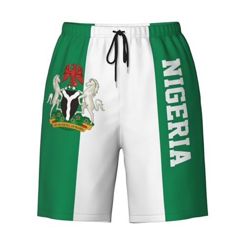Nigeria Flag Nigerian Emblem Beach Shorts Beachwear Board Short Swim Trunks for Men