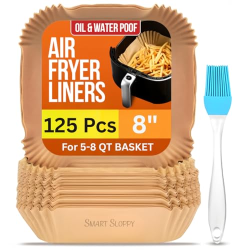 Disposable Air Fryer Liners - 125Pcs Non-Stick Parchment Paper, O...