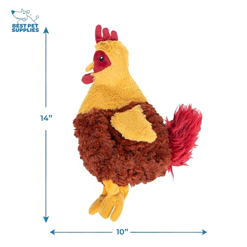 Image of Best Pet Supplies Interactive Squeaky Dog Chew Toy, Ideal Dog Toys for Chewers, Small, Medium & Large Dogs, and Fetch Lovers - Crinkle Chicken (Wine Red), Large