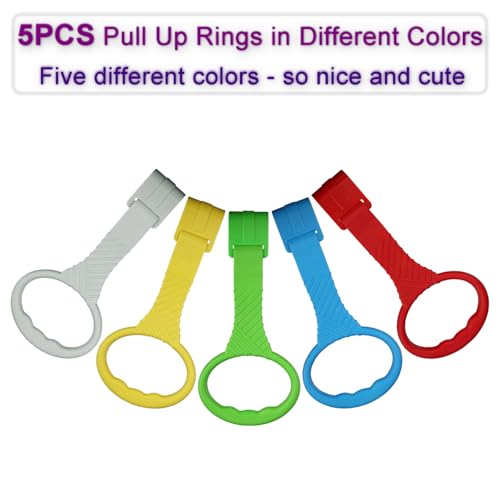 5pcs baby pull up rings - premium pull up handles standing walker tool - plastic walking exercises assistant rings for infants babies toddler - ergonomic handles - 5 colors