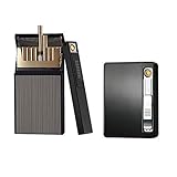Cigarette Case/Cigarette Holder/Cigarette Box with Electric Lighter Rechargeable, Flameless, Windproof