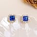 Sonateomber Gold Square Cubic Zirconia Moissanite Stud Earrings for Women, Sparkly Blue Sapphire Rhinestone September Birthstone Earings Birthday Prom Wedding Accessories Fashion Jewelry Gift