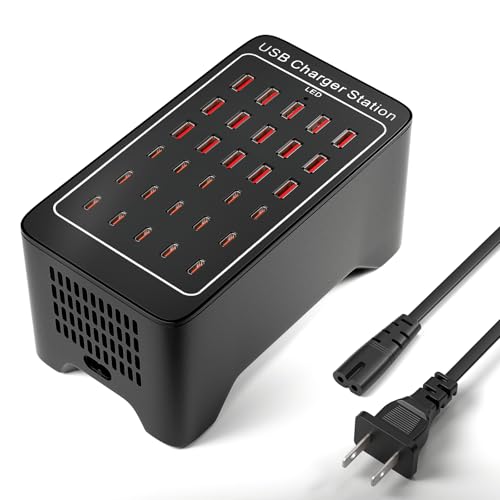 Charging Station for Multiple Device, 150W USB Charging Station with 15 USB A & 15 USB C Port, Multi Charger Station for Apple Devices Fire Tablets iPhone Samsung Android