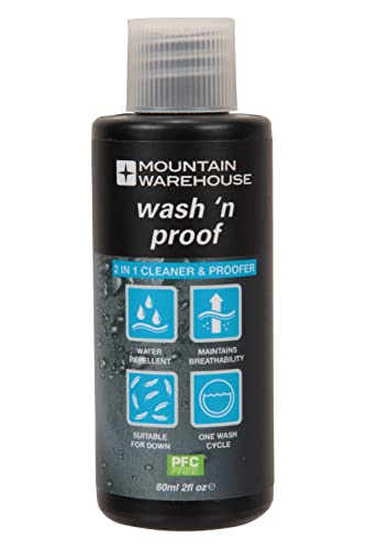 Mountain Warehouse Wash N Proof 60ml - Imperméabilisant Respirable, réduit l'accumulation de saleté, Prolonge la Vie de Vos Produits - Équipement de randonnée, vêtements Unique Taille Unique