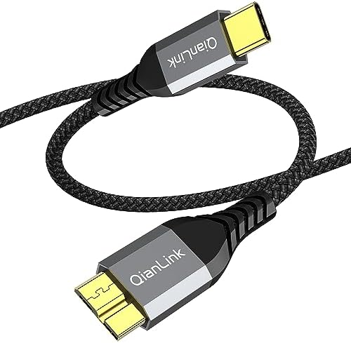 10Gbps Micro B to USB C Hard Drive Cable (1.6FT/0.5m), USB C to External Hard Drive Cable for Seagate WD Toshiba Westgate, MacBook Air, iPad Pro, Samsung Galaxy S25, iPhone 15 16 17 Pro Max