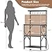 Furologee Kitchen Bakers Rack with Power Outlet, Coffee Bar Station with Storage 4 Tiers, Microwave Oven Stand with 6 S Hooks, Kitchen Storage Shelves Rack for Spices, Pots, Black Oak