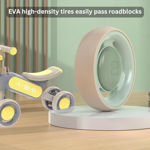Image of Super Glide Balance Bike with Basket | Toddler First Ride-On Bike | Non-Pedal 4-Wheel Push Bike | Lightweight & Sturdy Design for Boys & Girls | Ideal for 1-3 Years Old (Yellow : KB-079)