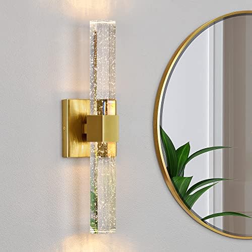 Epinl Bathroom Sconce Wall Lighting - Modern Gold Wall Sconce Crystal Wall Light 3000K LED Wall Mount Light Vertical and Horizontal Bathroom Vanity Light Fixture for Living Room Bedroom