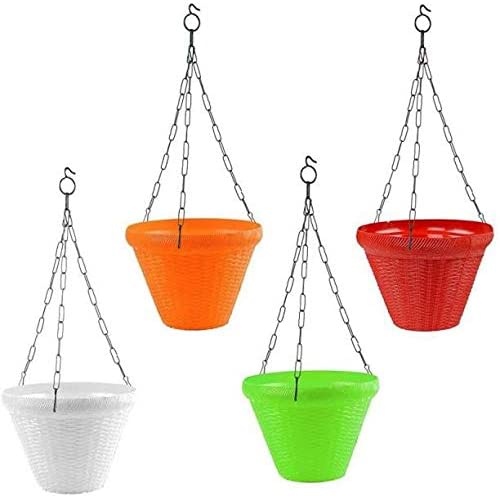 Amazon Brand – Umi Multicolor Juhi Round Hanging Pot, Beautiful Hanging Flower Pots, Hanging Planter, Plant Containers Set, Plastic Hanging Pots Set for Garden, Balcony (Pack of 4) (9 Inch) (B09SB8ZZWL) Amazon Price History, Amazon Price Tracker