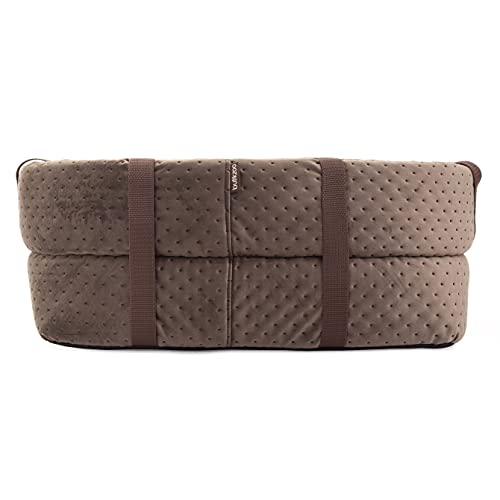 BOUTIQUE ZOO Hunde Autositz Universal Waschbar Abriebfest, Autositz Hund für Vordersitz, Beifahrersitz, Rückbank, Hundebett Hundetasche, M: 51 cm x 40 cm, Braun - Wildlederimitat