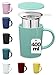 Tasse à Thé avec Filtre et Couvercle - 400 ml - Céramique - Reste Chaud Longtemps - Turquoise