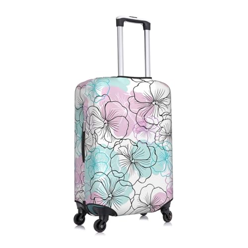Travel Luggage Cover Spandex Suitcase Protector Bag,Flowers Floral Abstract Double-Sided Printed Fits 18-32 Inch Luggage, Baggage Covers For Kid And Adult,Small3