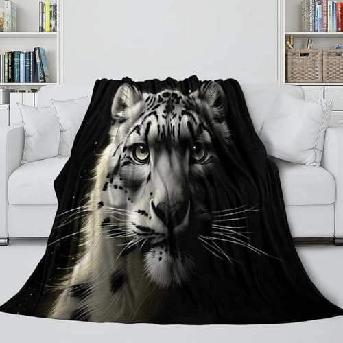 Plaid voyage léopard des neiges couverture microfibre 150x200cm - 6