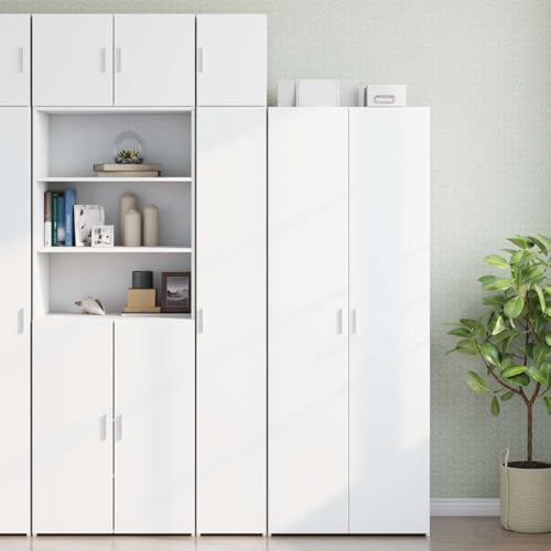 sephironlbb Armario alto estrecho blanco 30 x 42,5 x 225 cm, armario de baño de madera con 8 compartimentos, armario de almacenamiento versátil para baño, cocina y salón
