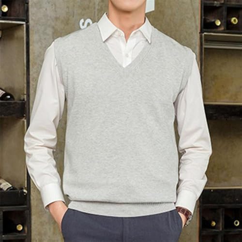 2024 Men's Knitted Sweater Vest Simple Autumn Warm Sleeveless Sweater Vest2