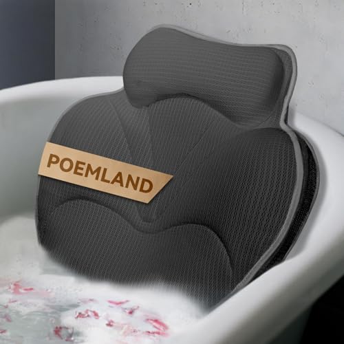 Badewannenkissen Nackenkissen Badewanne aus 5D Air Mesh Badekissen für Badewanne 54 Rutschfestes Kopfkissen Schnelltrocknend Weiches Kissen für Badewannen (Grau)