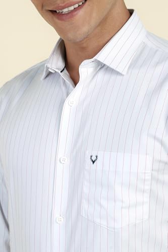 Image of Allen Solly Men's Striped Cotton Blend Formal Shirt | Classic Fit | Crisp Tailored Look | Office, Business & Workwear