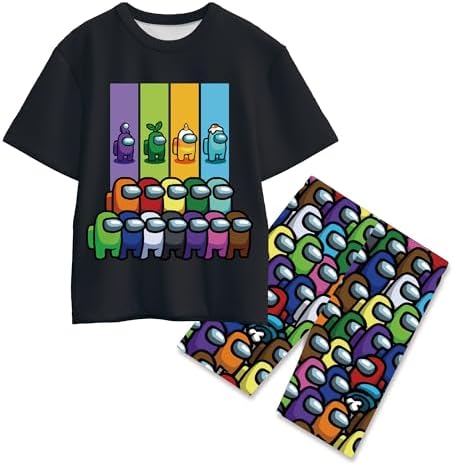 Game Short Shirt Set For Boys Casual Home Wear Set 2PCS Cartoon Print Clothes For Kids 4-12 Years