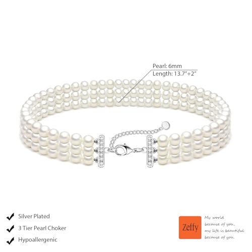 Image of Zeffy Pearl Necklace 4MM /6MM /8MM Dainty Round Imitation Pearl Choker Necklace Wedding Pearl Necklace Delicate Jewelry for Women Simple Bridesmaid Jewelry Gifts