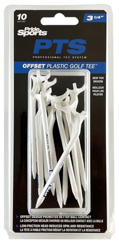 PTS Offset Plastic Golf Tee - 10 Count, 3 1/4 Inch - Designed for More Distance & Accuracy - Premium...