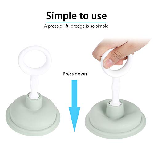 2 unidades de limpiador de tuberías de succión manual, herramienta para desatascar cañerías con fuerte succión, material PP y PE, fácil de usar y limpiar (verde) miniatura 5