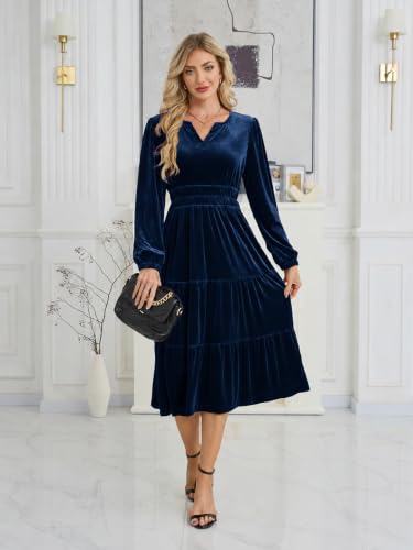Image of Jayscreate Women's 2025 A-line Suede Dress Pocket Mini V Neck Elegant Long Sleeve Spring Fall Winter Short Dress