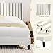 Yaheetech Queen Bed Frame Upholstered Platform Bed with Fabric Headboard, Wing Edge Design/Non-Slip and Noise-Free/Wooden Slats Support/No Box Spring Needed/Easy Assembly, Ivory Queen Bed