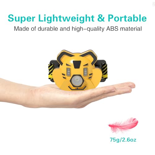 SEVENKA-Rechargeable-LED-Headlamp-for-Kids-Outdoor-Toy-Head-Lamp-Flashlight-for-Boys-Girls-Toddler-26oz-Lightweight-Headlight-Camping-Gear-90-Pivotable-Head-Birthday-Gift-for-Kid