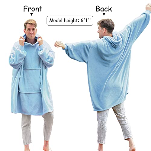 Winkcao Oversized Blanket Hoodie For Women Wearable Blanket Sweatshirt - Sky Blue Sweaters For Women Big Blankets Hooded Blanket With Sleeves & Giant Pocket, Warm & Cozy #TOP2
