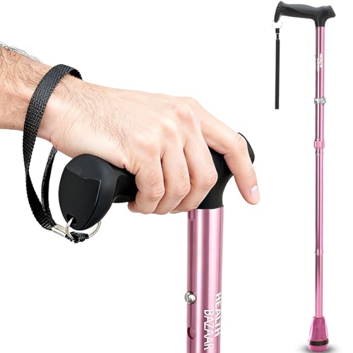 HealthBazaar Bastón de Marcha Todo Terreno, Bastones Plegables para Hombres y Mujeres, Ligero, Ajustable, con amortiguación, para Personas Mayores y Adultos (Rosa) HealthBazaar Bastón de Marcha Todo Terreno, Bastones Plegables para Hombres y Mujeres, Ligero, Ajustable, con amortiguación, para Personas Mayores y Adultos (Rosa)
