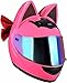 Produktbild Benutzerdefinierter Katzenohr-Helm Für Mädchen Und Frauen, Rosa, Erwachsener Motorradhelm, ECE-Zertifizierter Integral-Motorradhelm Mit Visier Für Straßenrad-Rennmotorräder B,M=54-56CM