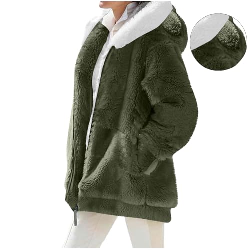 Fall Winter Coats for Women 2025 Fleece Hooded Jacket Plus Size Zip up Casual Warm Outerwear Coat with Pockets2
