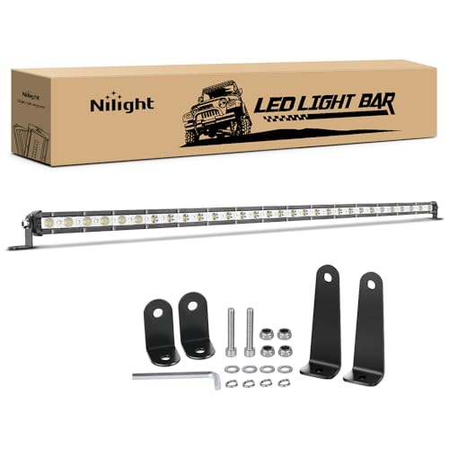 Nilight Single Row LED Light Bar Ultra-Slim Spot Flood Combo Light Bar 31 Inch 90W Fog Light Driving Light Work Light Roof Bumper Light for Offroad 4x4 Trucks Polaris SUV ATV UTV