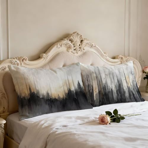 Housse de coussin noir et gris taie d'oreiller 40x80cm rectangulaire - 5