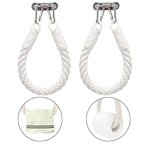 Niciksty 2 Stücke Toilettenpapierhalter Seil Vintage Wandmontage Hanfseil Klorollenhalter Industrie Seil Handtuchhalter für WC Badezimmer Bad Cover