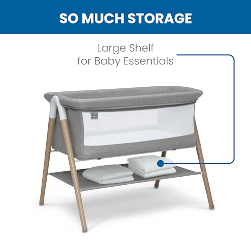 Simmons Kids Koi by The Bed Bassinet with Breathable Mesh and Natural Beechwood Legs, Dove Grey - image 6