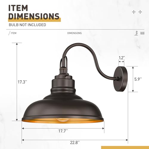 Image of zeyu 18 Inch Barn Light, Farmhouse Outdoor Sconces Wall Lighting, Outdoor Barn Light for Garden Garage, Oil Rubbed Bronze Finish, 016-1BL ORB
