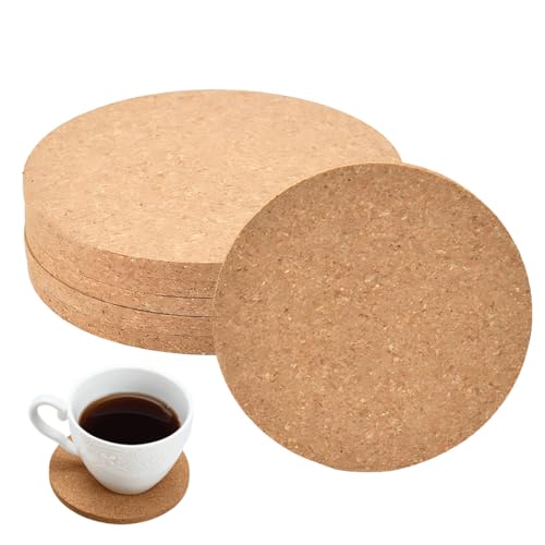 LQUYTA6 Unidades Posavasos Diámetro 10cm Corcho Redondo Aislamiento Térmico Base Base para Vaso Base para Bol Previene Mesa Superficie Quemadura (Color Madera)