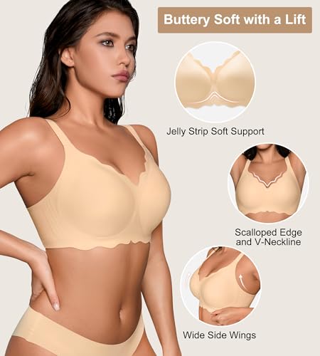 Bras for Women No Underwire - Wireless Seamless Bralettes with Support Padded Full Coverage Comfortable Tshirt Bra2