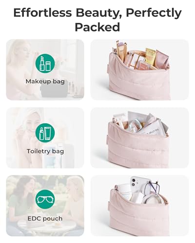 Image of BAGSMART Makeup Bag Travel Cosmetic Bag, Double-layer,Pink, 02-Baby Pink, Small, Lovely