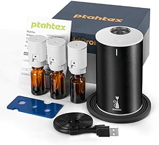 PtahTex Waterless Car Diffuser, Atomizing Nozzle 3Pcs, Battery Operated, Portable Aromatherapy, Black